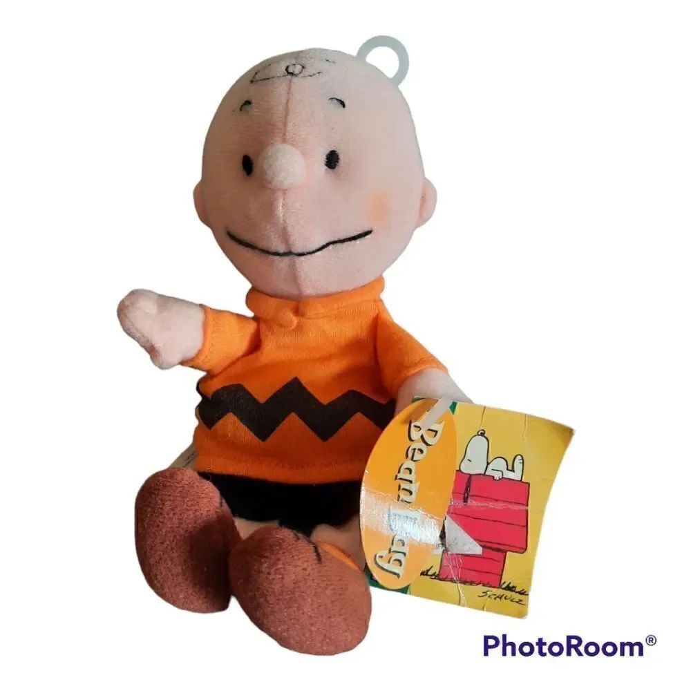 Vintage Peanuts Charlie Brown Bean Bag Plush By Applause 7" With Tags